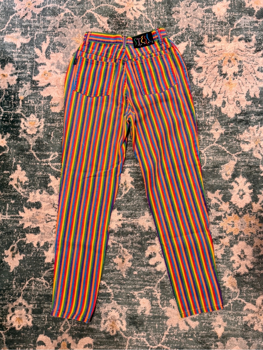 Vintage 80s/90s striped rainbow 🌈 Steel brand high waist mom jeans